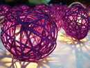1 Set of 20 LED Cassis Purple 5cm Rattan Cane Ball Battery Powered String Lights Christmas Gift Home Wedding Party Bedroom Decoration Table Centrepiece-6