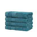Linenland Bath Towel Set - 4 Piece Cotton Washcloths - Blue-2