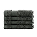 Linenland Bath Towel Set - 4 Piece Cotton Washcloths - Charcoal-1