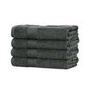 Linenland Bath Towel 4 Piece Cotton Hand Towels Set - Charcoal-2