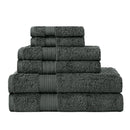 Luxury 6 Piece Soft and Absorbent Cotton Bath Towel Set -  Charcoal-1