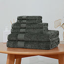 Luxury 6 Piece Soft and Absorbent Cotton Bath Towel Set -  Charcoal-4