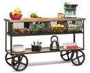 Wooden Kitchen Island Trolley Cart on Wheels with Drawers and 3 Level Storage-2
