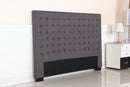 Bed Head King Charcoal Headboard Upholstery Fabric Tufted Buttons-4