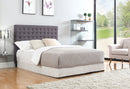 Bed Head Queen Charcoal Headboard Upholstery Fabric Tufted Buttons-1