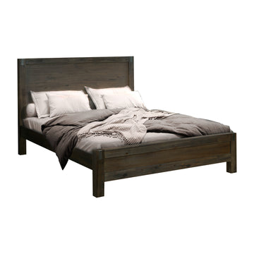 Bed Frame Queen Size in Solid Wood Veneered Acacia Bedroom Timber Slat in Chocolate - 0
