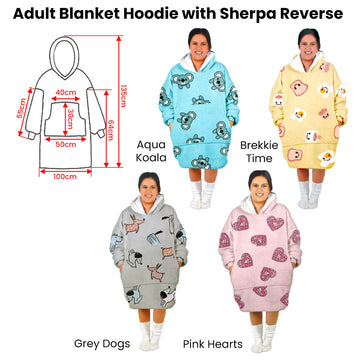 Adult Women Comfy Warm Blanket Hoodie with Sherpa Fleece Reverse Yellow Brekkie Time - 0