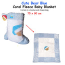 Cute Bear Blue Coral Fleece Baby Blanket 75 x 90 cm-2