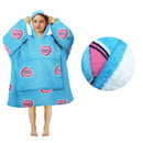 Girls Comfy Warm Blanket Hoodie with Sherpa Fleece Reverse Love Hearts-1