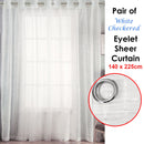Pair of White Checkered Eyelet Sheer Curtains 140 x 225cm-2