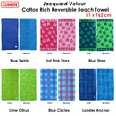 Jacquard Velour Reversible Beach Towel Hot Pink Stars-3