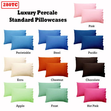 280TC Luxury Percale Standard Pillowcases Ecru - 0
