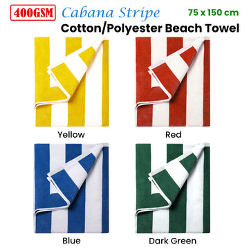 400GSM Cabana Stripe Cotton Polyester Beach Towel Blue - 0