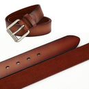 New Cowhide Leather Men Belt Pin Buckle Luxury Male Belts (Brown)-5