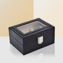 Watch Box Organizer Case Jewelry Display Tray Glass Top PU Leather(3 Slot)-2