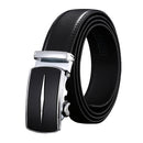 Adjustable Slide Genuine Leather Belt Men's Plate Reversible Buckle Business Dress Belts (FB8603#38)-1