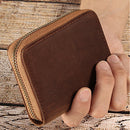 Genuine Leather Large Capacity RFID Anti-magnetic Money Clip Organ Wallets (Brown)-3