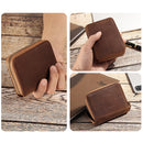 Genuine Leather Large Capacity RFID Anti-magnetic Money Clip Organ Wallets (Brown)-5