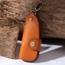 Genuine Leather Wallet Purse Bag Case Holder Key Ring Pouch Bag Safe Hanger (Tan)-4