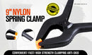 4Pc 9'' Strong Spring Clamps  Heavy Duty Nylon Clip Quick Grip Black Large Size-2