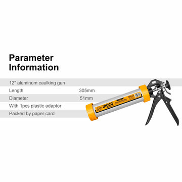 INGCO Aluminum Caluking Gun 9"/12"/15"  Sausage Sealing Silicone Sealant Glue - 0