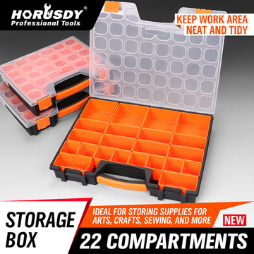 22 Compartments Parts Storage Box Tool Organizer Plastic Bin Carry Case - 0