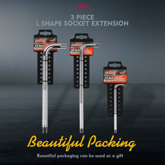 L Shape Socket Extension Bar 1/4" 3/8" 1/2" Drive Wrench Breaker CR-V Anti-Slip