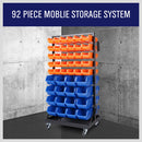 92-Piece Bin Mobile Garage Storage Bin Rack Heavy-Duty Tool Organizer with Swivel Wheels-3