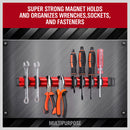 Magnetic Spanner Holder Aluminum 15 Wrench Rack Tool Screwdriver Organizer Red-5