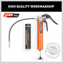 18'' Manual Pistol Grip Grease Gun Flow Pressure 4500PSI Flexi Hose & Coupler-3
