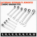 10Pc Flexible Head Ratchet Spanner Set Metric Wrench CRV With Carry Pouch 8-22MM-4