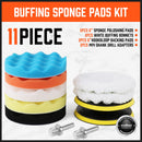 11Pc 6" Buffing Waxing Polishing Pads Kit Sponge Pad Set For Car Polisher Drill-4