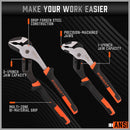 2Pc Groove Joint Pliers 8 & 10-inch Multi Grip Non-Slip Heavy Duty Pipe Wrench-6