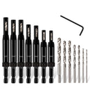 14Pc Self-Centering Hinge Tapper Core Drill Bit Set Center Drill 1/4" Hex Shank-1