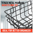 4Pc Pegboard Baskets Set Storage Bins Peg Board Organizer 4 Size Display Hangers-4