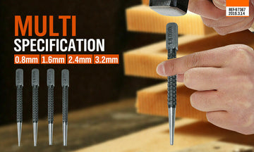 4Pc Nail Punch Set Heavy Duty Solid Steel Hole Punching Leather Gasket 0.8-3.2mm - 0