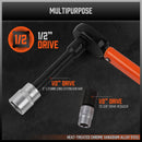 HORUSDY 3Pc 1/2" Drive Click Torque Wrench Ratchet Socket with Adaptor Extension-7