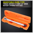 1/4" Drive Click Torque Wrench 5-25NM Ratchet Spanner Adjustable Hand Repair New-3
