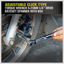 1/4" Drive Click Torque Wrench 5-25NM Ratchet Spanner Adjustable Hand Repair New-11