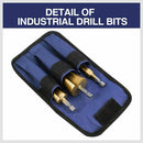 HSS 3pcs Steel Step Cone Set Drill Titanium Bit Hole Cutter 4-12/20/32mm Pouch-5