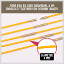 3.3m ⏀ 4mm Fibreglass Electricians Push Pull Rods Cable Cavity Contractors Duct-4