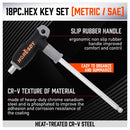 18-Piece T-Handle Hex Key Set, SAE/Imperial & Metric Sizes Allen Wrench Set Long Arm with Ball End-4