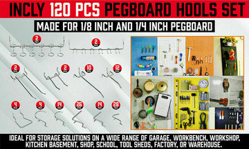 120Pc Pegboard Hooks Set Slat Wall Hanger Garage Organizer Shop Display Hanging - 0