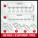 120Pc Pegboard Hooks Set Slat Wall Hanger Garage Organizer Shop Display Hanging-4