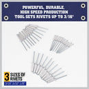 Air Hydraulic Pop Rivet Gun Pneumatic Riveter Industrial 4-Size Set With Case-6