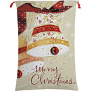 50x70cm Canvas Hessian Christmas Santa Sack Xmas Stocking Reindeer Kids Gift Bag, Merry Christmas Bells-1