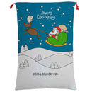 50x70cm Canvas Hessian Christmas Santa Sack Xmas Stocking Reindeer Kids Gift Bag, Cartoon Santa Fly-1