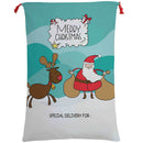 50x70cm Canvas Hessian Christmas Santa Sack Xmas Stocking Reindeer Kids Gift Bag, Cartoon Santa w Reindeer (B)-1