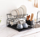 2 Tier Dish Drainer with Cutlery Holder Black-3