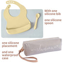 LIFEBEA WILD INDIANA Eating-out Comfy Silicone Baby Bib set for babies & Toddlers(10-72 Months) Waterproof baby fedding including Waterproof carry case (Lemon)-3